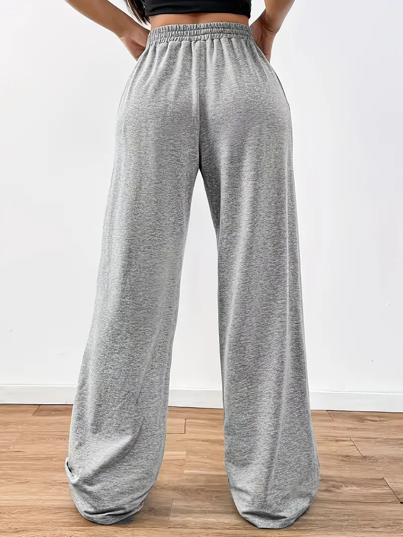 Sally - Wide leg trousers with smoke print and drawstring