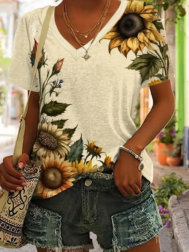 Keoni - Sunflower Print T-Shirt