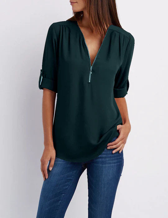Adele | Half Zip Blouse