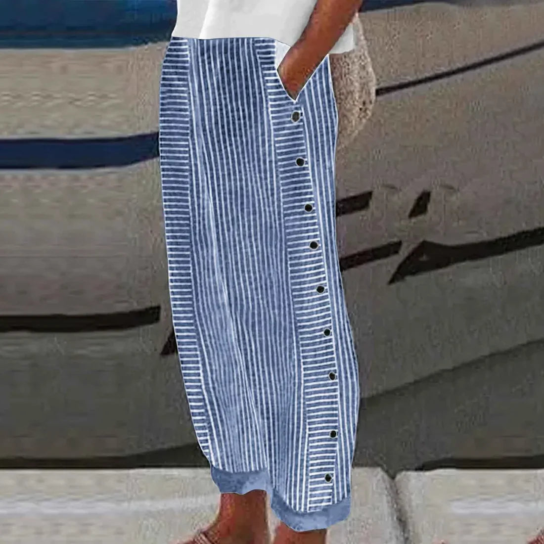Georgia - Comfortable striped summer trousers