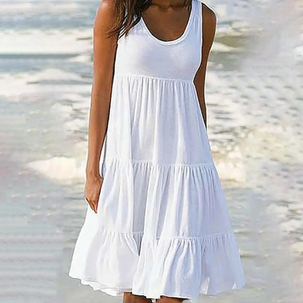 Nore | Elegante Witte Mini Zomerjurk met Vierkante Hals - Labels of Nore | Elegante Witte Mini Zomerjurk met Vierkante Hals - Labels of