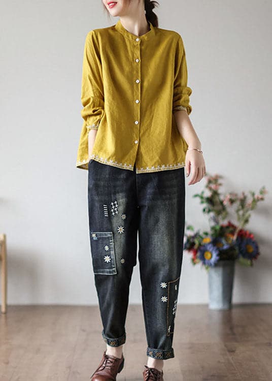 Sheridan -Embroidered wrinkled fall top