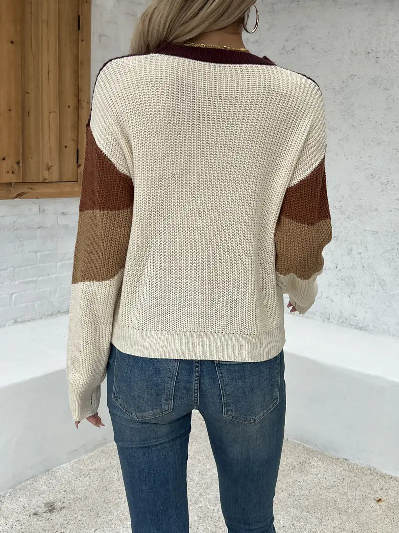 Cleora - Kleurblok Crew Hals Pullover
