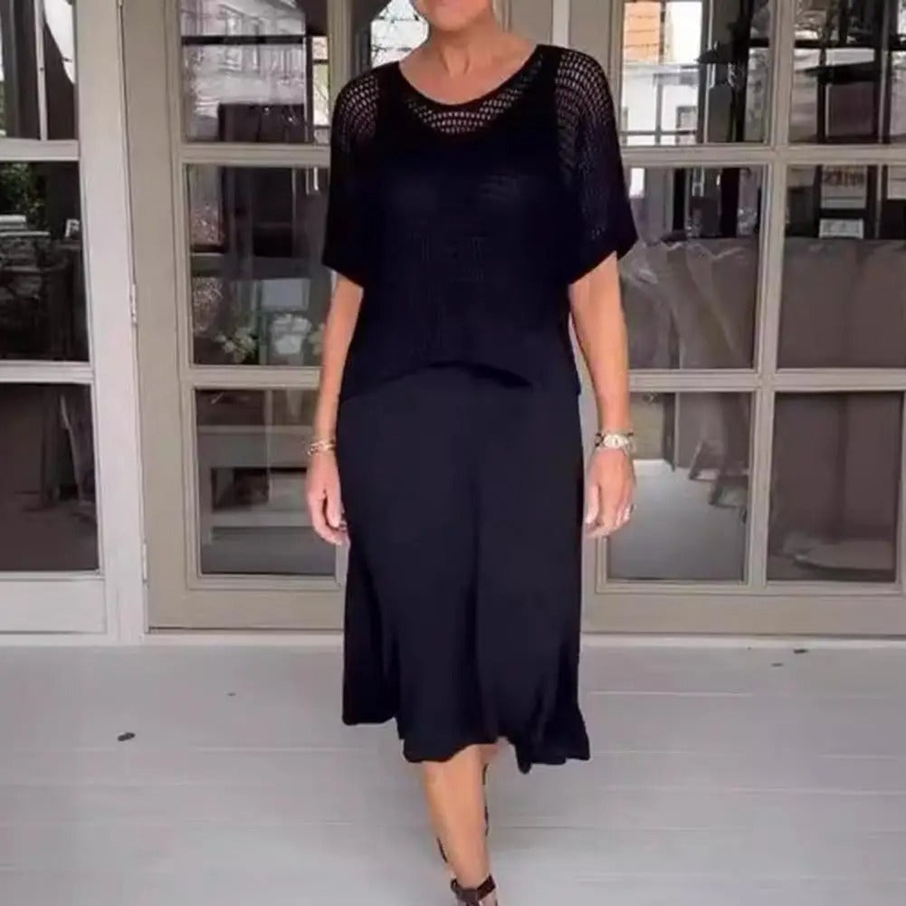 Cordelia - Two-piece suspender dress and hollow blouse