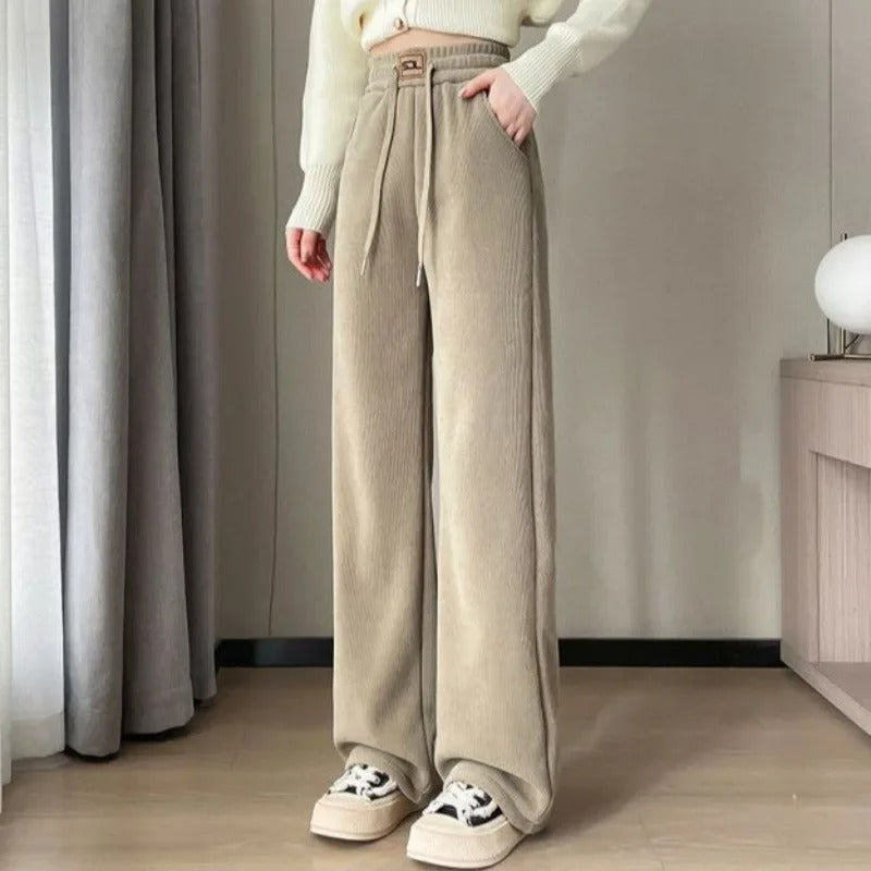 Alice - Straight corduroy trousers with thick fleece lining