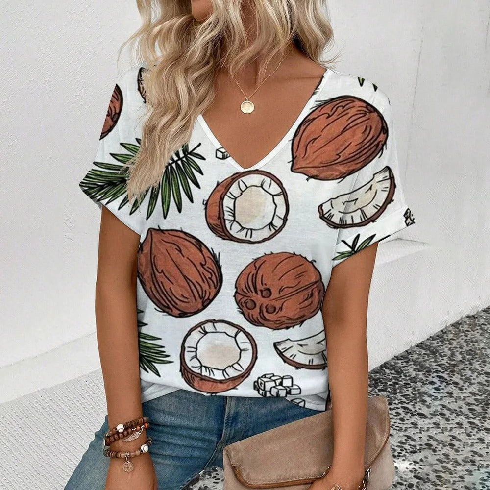 DESIGN - Oversized T-shirt Met Fruitprint Op De Achterkant In Gebroken Wit