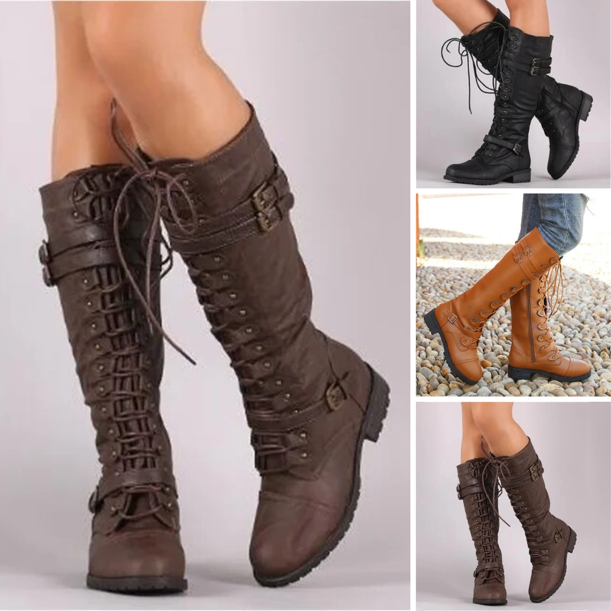 Lulu - Retro lace-up boots with buckle
