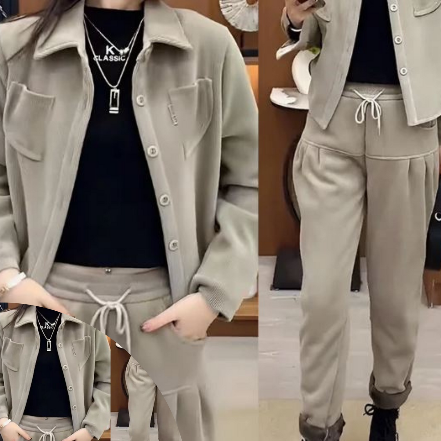 Cassi - Manteau et pantalon vintage d'hiver pour femme