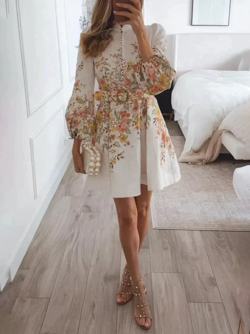 Louelle - Printed Button-Front Mini Dress