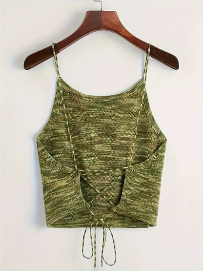 Muriel - Backless knitted top with spaghetti straps