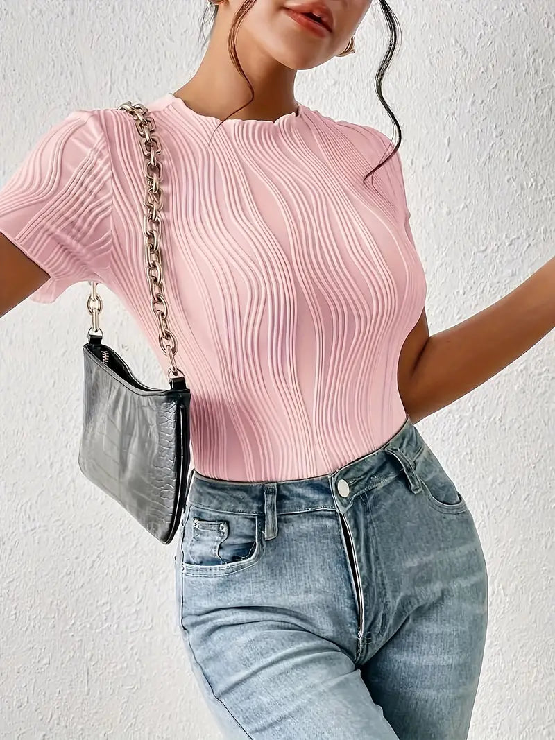 Ruth - Elegante body met korte mouwen en ronde halslijn