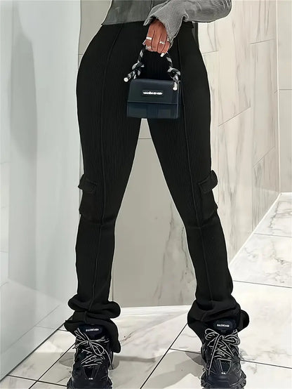 Paulina - Pantalon décontracté côtelé taille haute