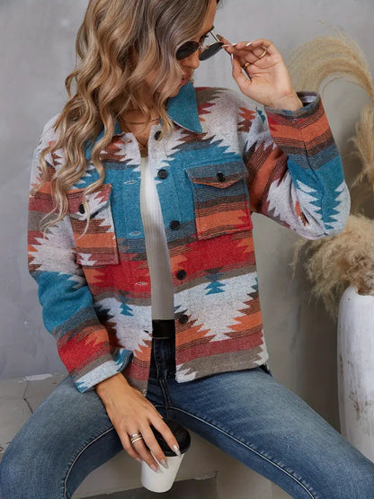 Abigail - Knoopjack met Aztekenprint