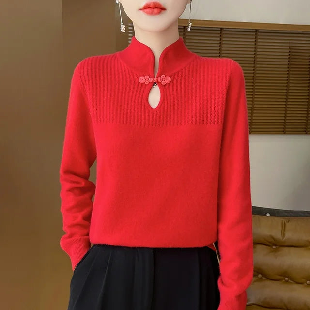 Henrietta - Wool sweater with stand-up collar