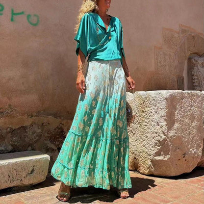 Beverly - Maxirock avec motif Batik et motif Fleur