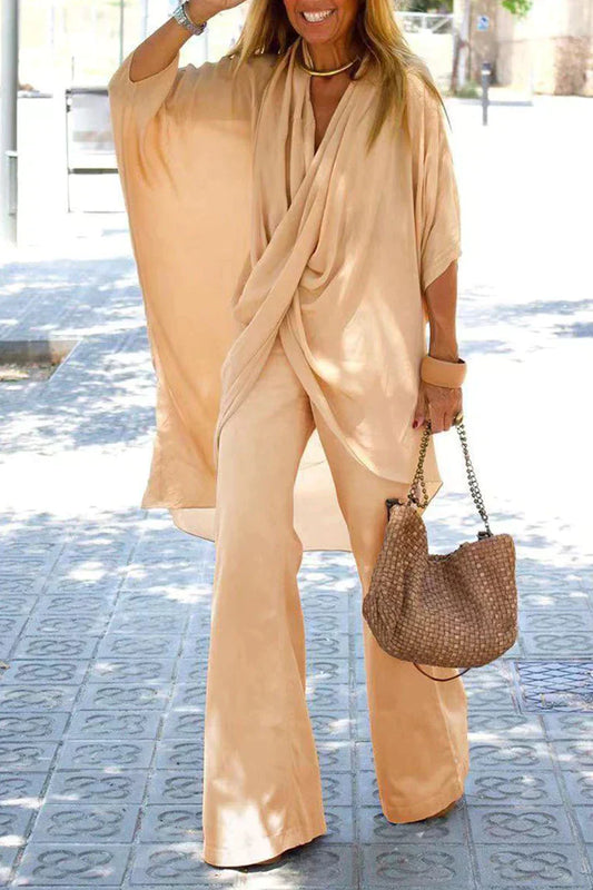 Rafaela - ASymmetrical V-neck Half sleeves Two-piece set