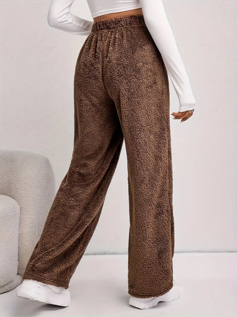 Deby - Pantalon décontracté en polaire unie