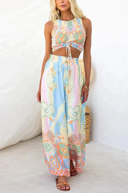 Minda - Set met elastische taille en bloemenprint