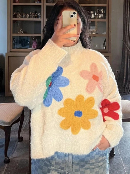 Faye - Knitted Flower Sweater