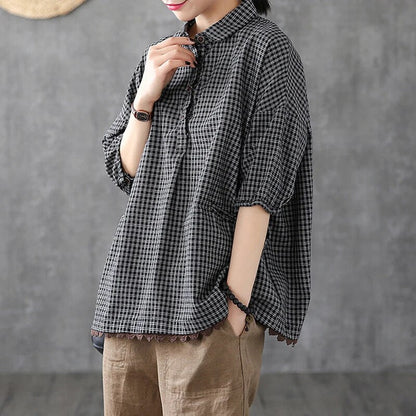 Emmeline -Knoopblouses met korte mouwen
