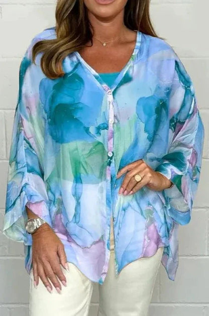 Helene - Elegant loose top with V-neck