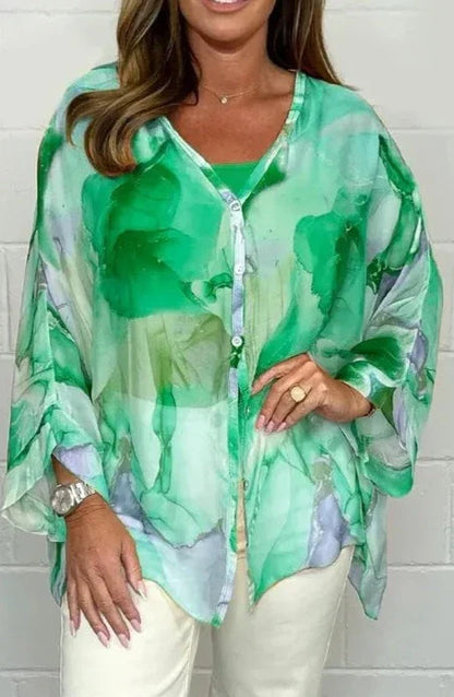 Helene - Elegant loose top with V-neck