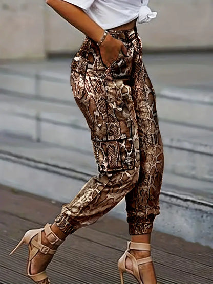 Wanda - Pantalon de survêtement moulant à imprimé peau de serpent