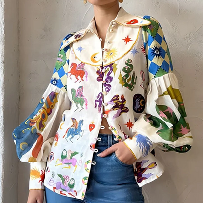 Nora - Printed colorful top