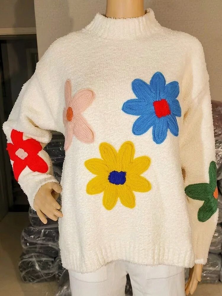 Faye - Knitted Flower Sweater