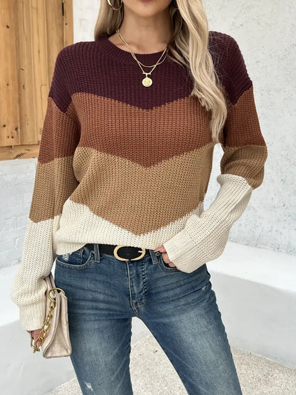 Cleora - Kleurblok Crew Hals Pullover