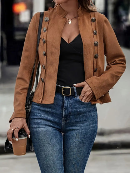 Cordelia - Plain double-breasted decorative jacket