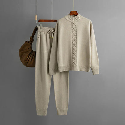 Josephine - Winterset van gebreide top en broek met halve coltrui