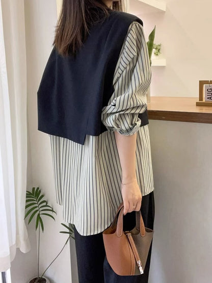 Matilda - Elegante gestreepte patchwork top