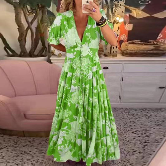 Célia - Robe longue à col V