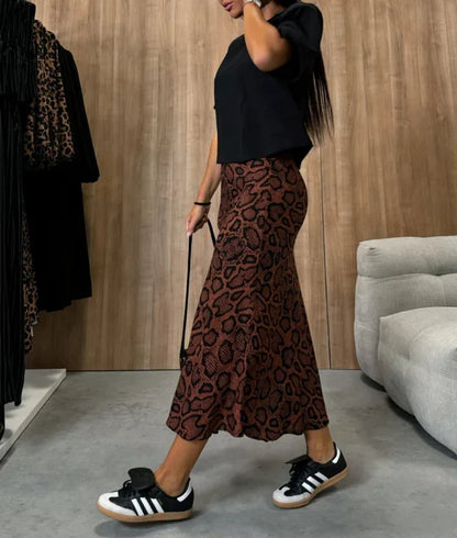 Barbara - Jupe amincissante taille haute à imprimé animal