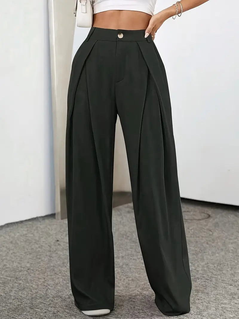 Frances - Pantalon plissé taille haute uni