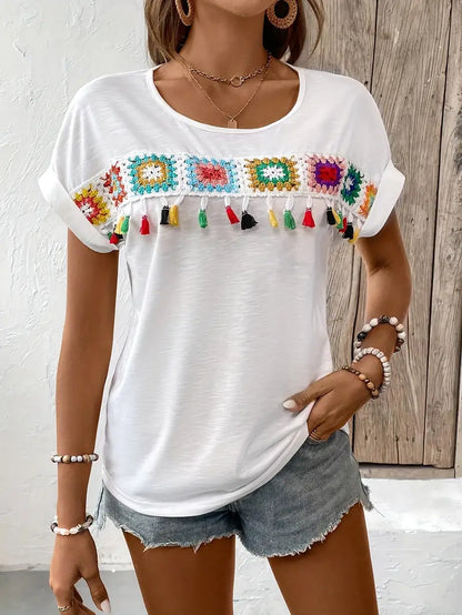 Adeline - T-shirt with tassel embroidery