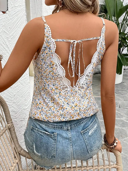 Pearl - Floral print top with bow on the back