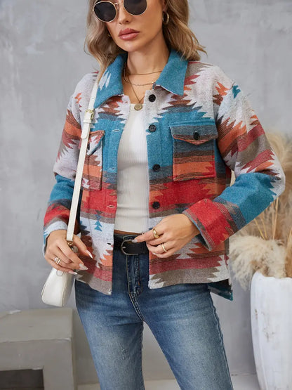 Abigail - Knoopjack met Aztekenprint