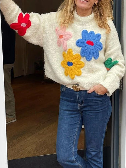 Faye - Knitted Flower Sweater