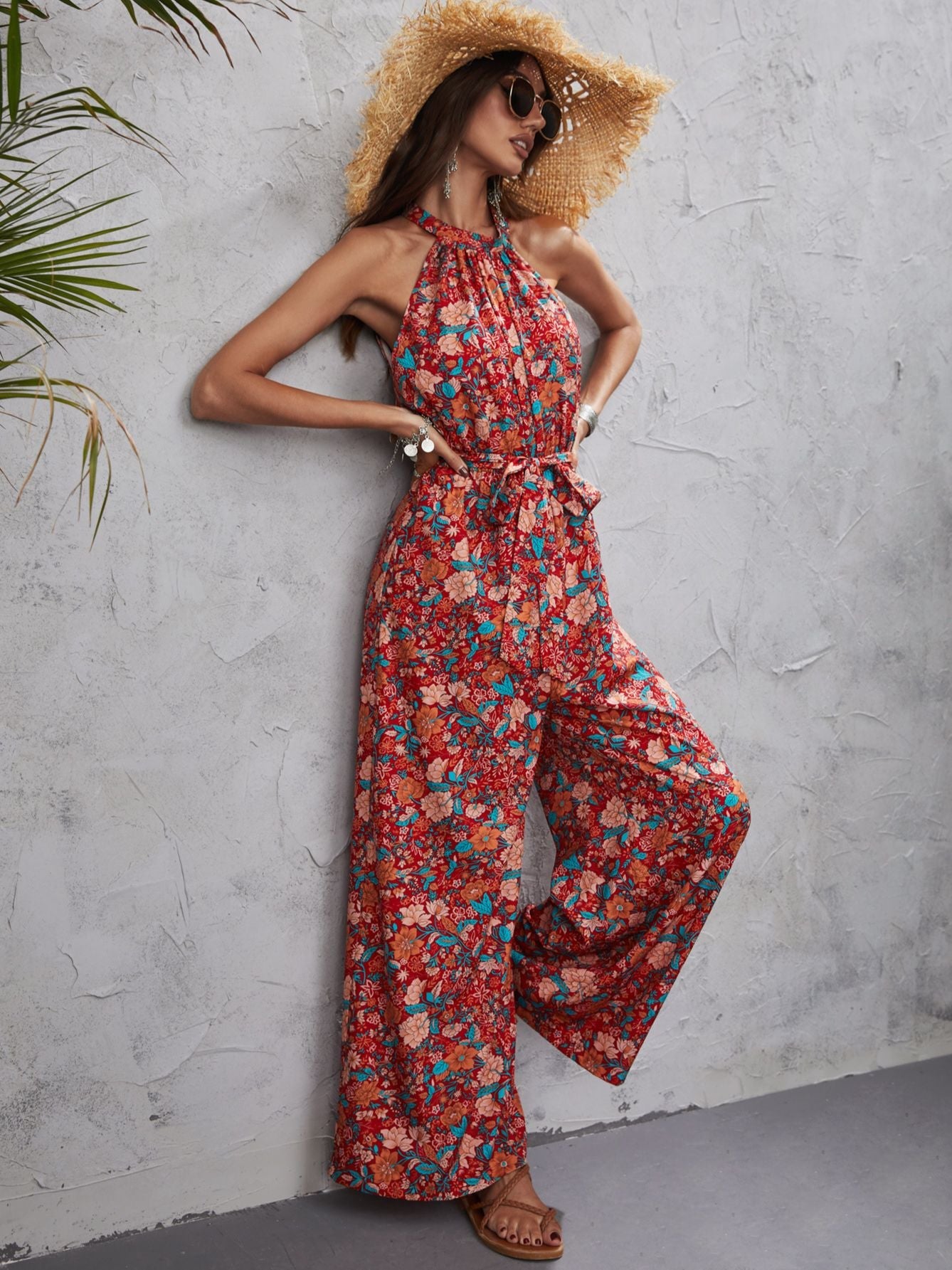 Hattie - Floral Halter Jumpsuit