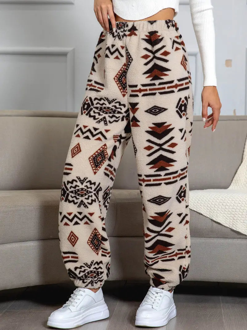 Marta - Pantalon de jogging à motif aztèque et fond robuste