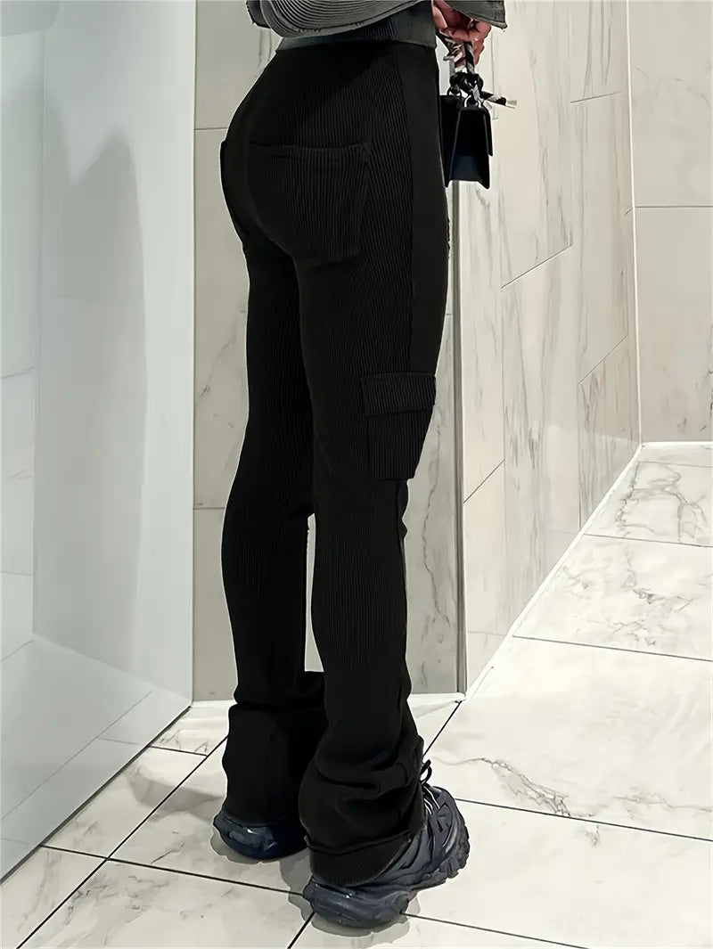 Paulina - Pantalon décontracté côtelé taille haute