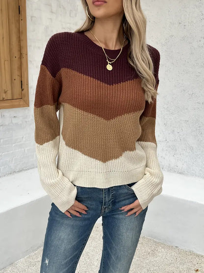 Cleora - Kleurblok Crew Hals Pullover
