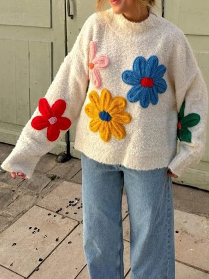 Faye - Knitted Flower Sweater