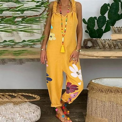 Carissa - Backless jumpsuit with floral print