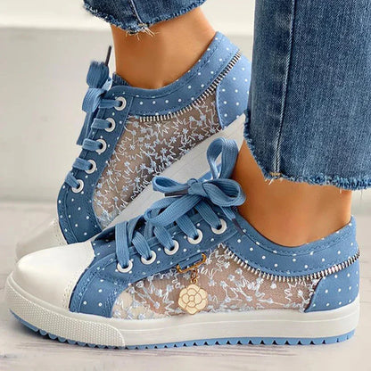 Eliza - Chaussures plates avec bordure en dentelle