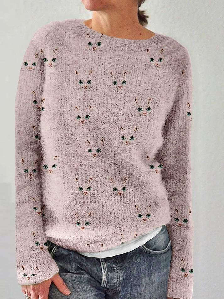 Emily - Stylish sweater with cat print