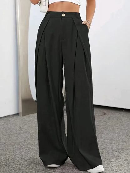 Frances - Pantalon plissé taille haute uni