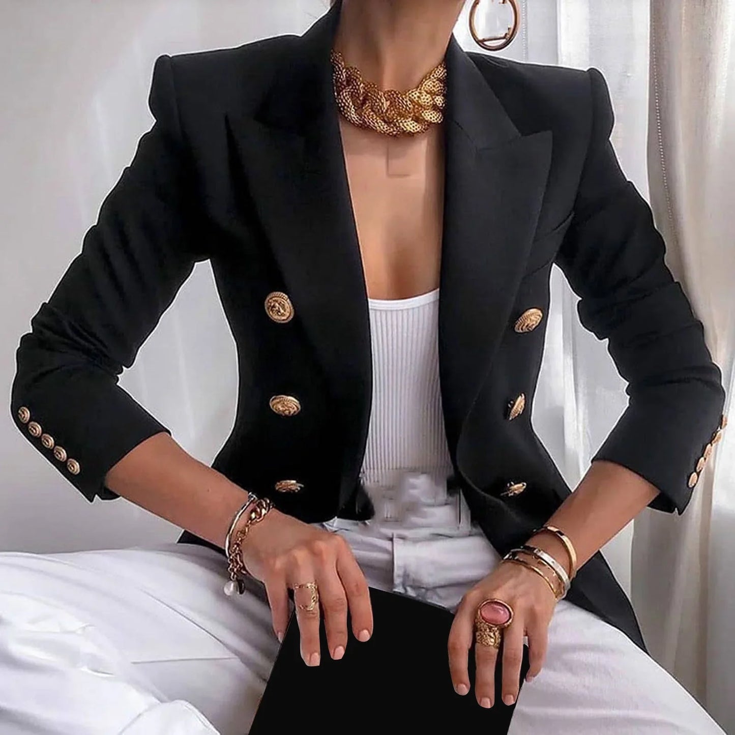 Annabelle - Blazer boyfriend ouvert à manches longues